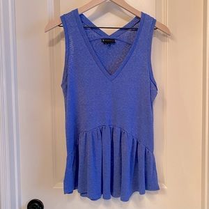 Bobeau “River” Blue V-Neck Peplum Tank Top (S)